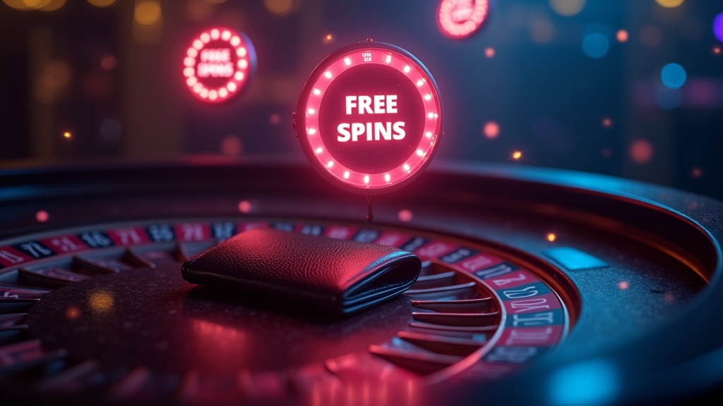 Vrijspel-icoon en lege portemonnee in een donker casinodecor
